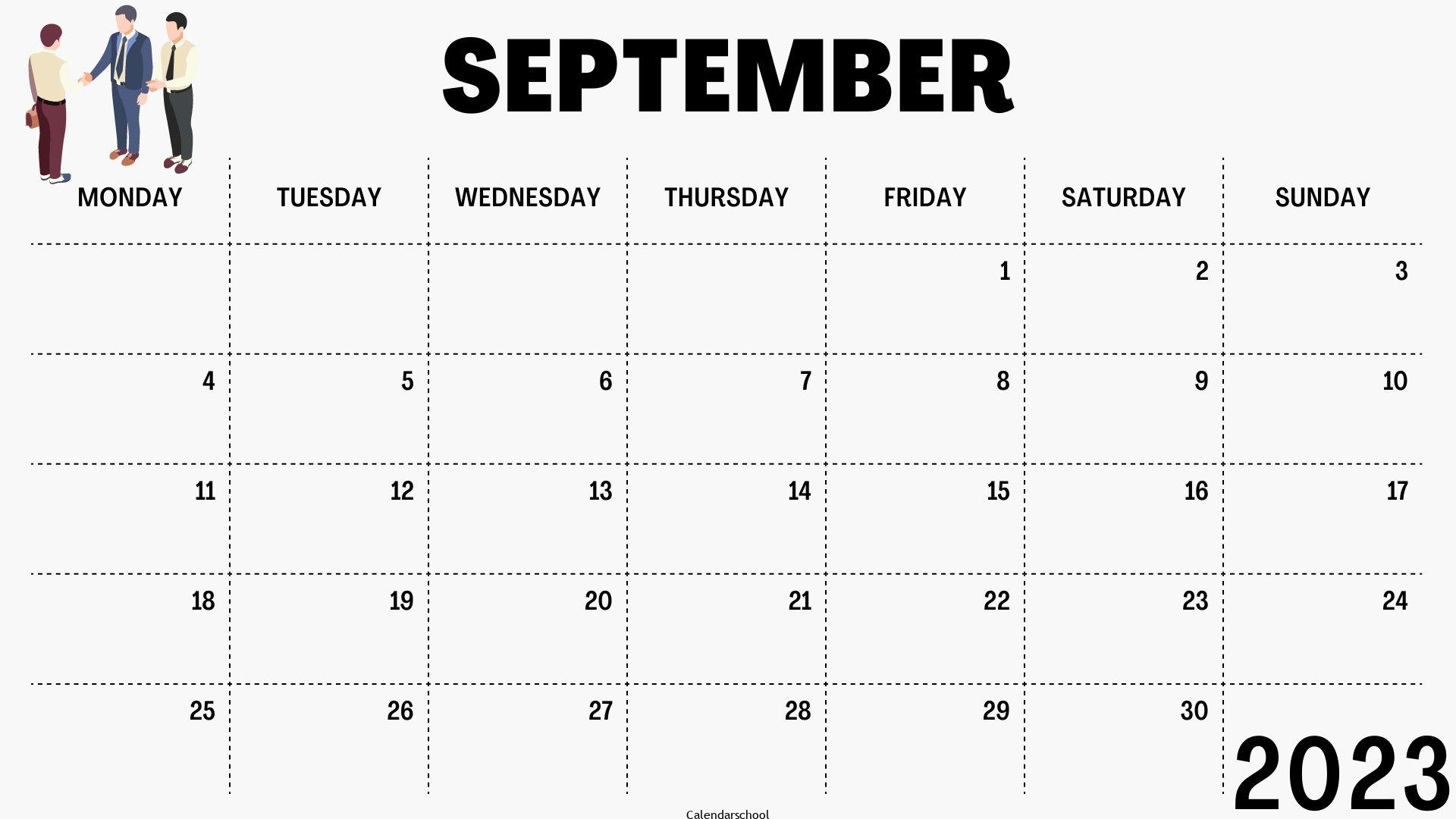 September 2023 Printable Calendar By Week